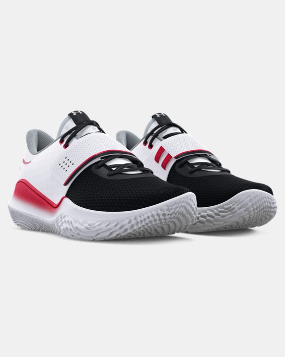 Unisex UA Flow FUTR X Basketball Shoes, White, pdpMainDesktop image number 3